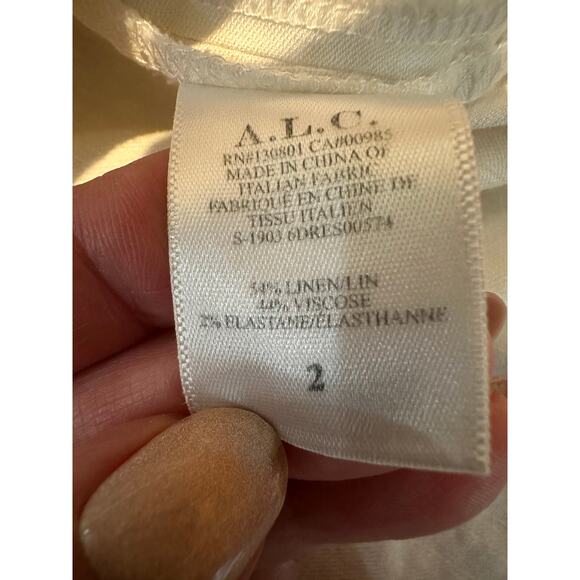 A.L.C. Sidelle Ruffle Sleeve Wrap Dress White Size 2 Designer Chic Elegant - Picture 4 of 6